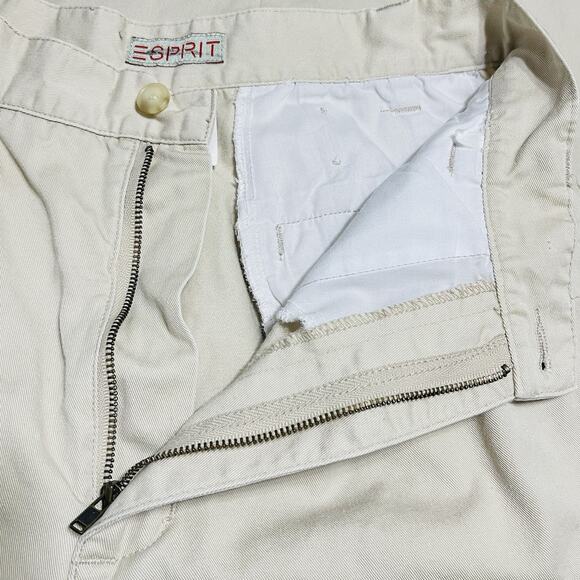 Vintage Esprit High Waist Mom Pants Cream Cotton Twill Pleated 80s 90s - Picture 5 of 10